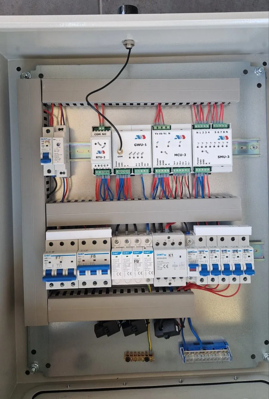 A street lighting cabinet with GridBit modules of an earlier generation