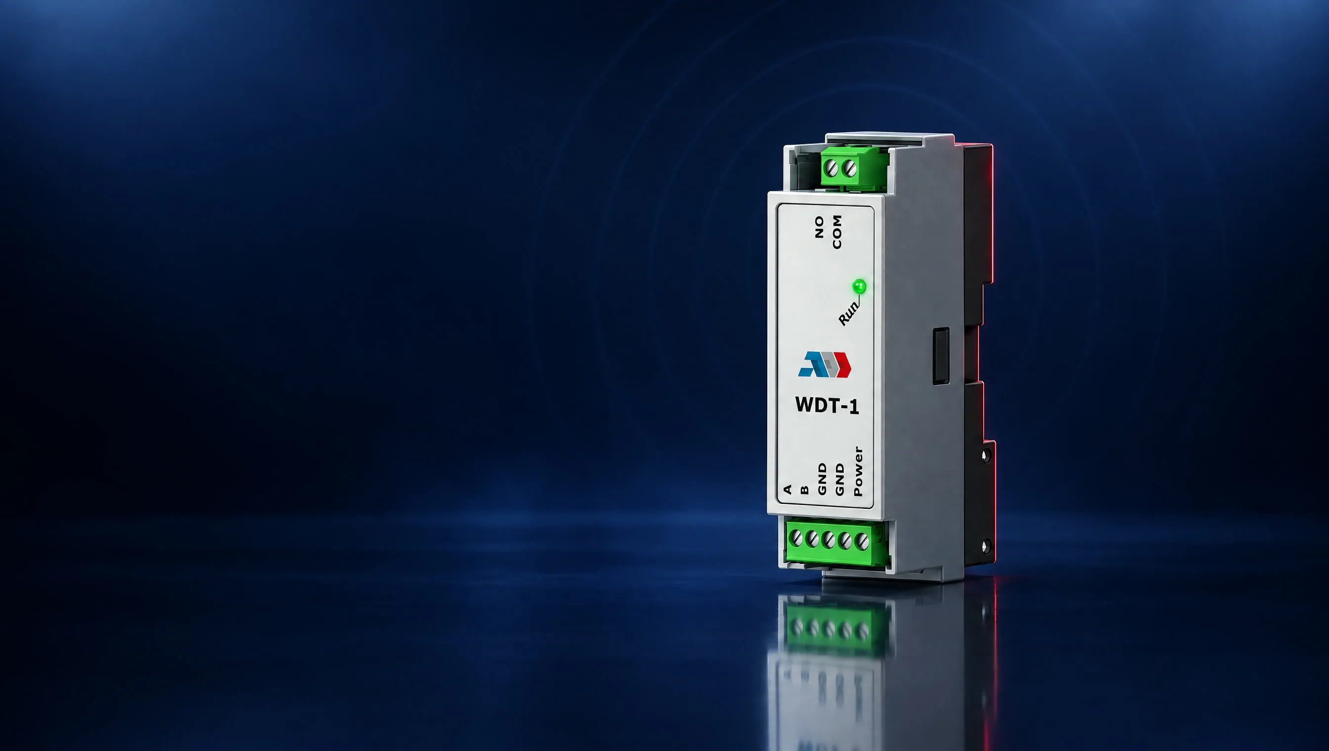 WDT-1 watchdog relay, three-quarter view